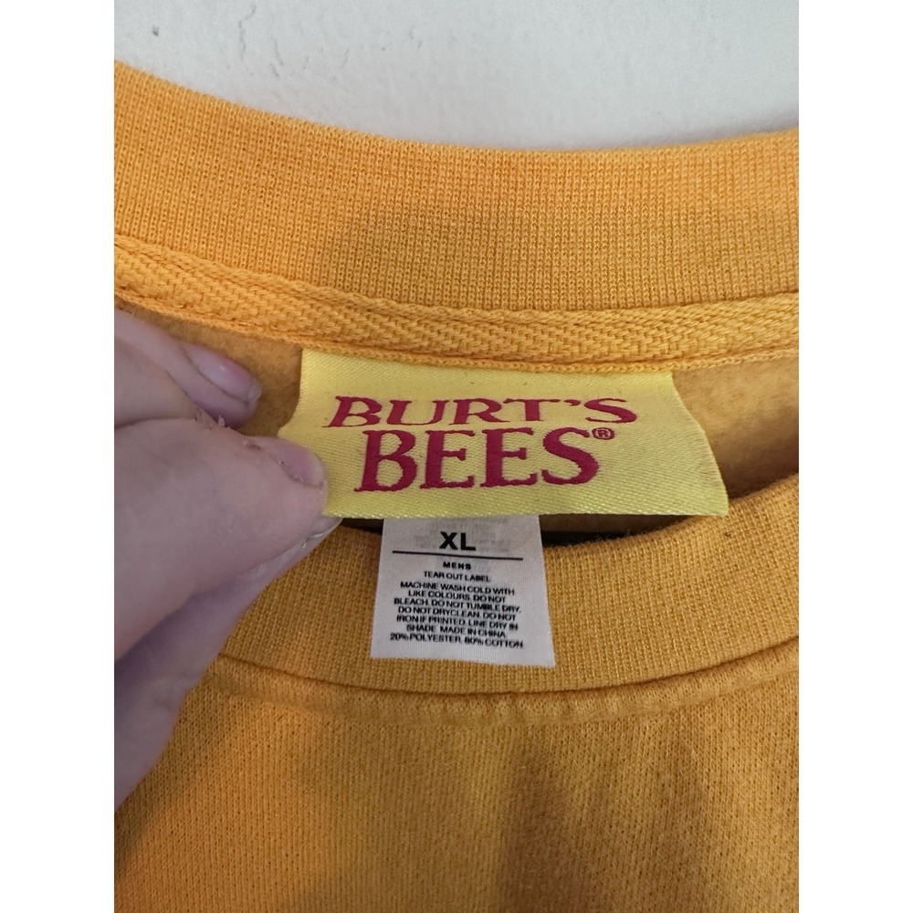 NWOT Burt's Bees Chapstick Promo XL Golden Yellow Fleece Crew Neck Sweatshirt - Picture 9 of 14